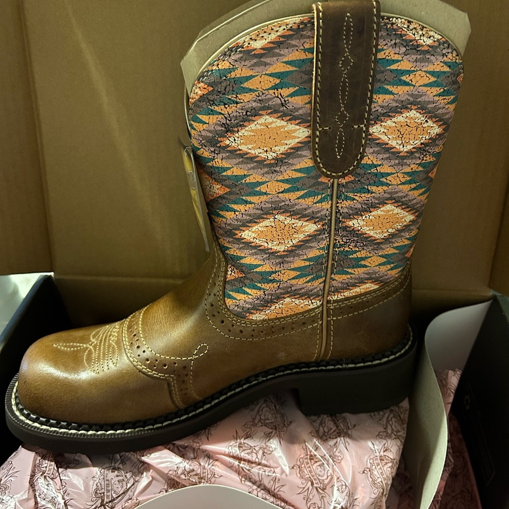 Ariat Brown and Multicolor Heeled Boots - Picture 3 of 4